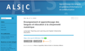 Revue ALSIC, numéro "Enseignement et apprentissage des langues et éducation à la citoyenneté numérique", coordonné par Marco Cappellini, Marta Giralt, Christian Ollivier, paru en 2023 (n°26)
